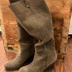 Suede Tall wedge heeled Boots, Size 7, Franco Sarto